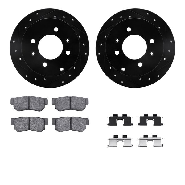 Dynamic Friction Co 8512-03012, Rotors-Drilled and Slotted-Black w/ 5000 Advanced Brake Pads incl. Hardware, Zinc Coated 8512-03012